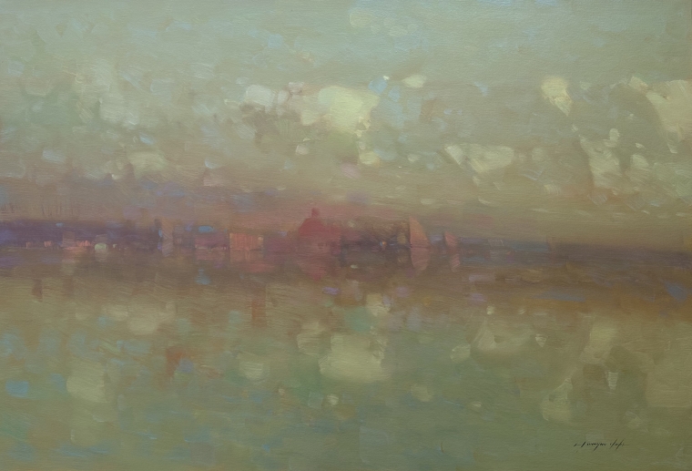 Sunset, Original oil Painting, Handmade artwork, One of a Kind                     
